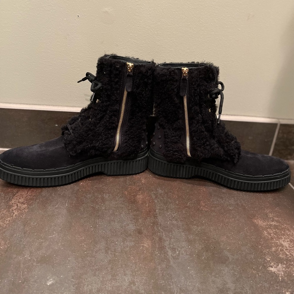 Tod’s Gomma Leon Genuine Shearling Lined Suede Boot Size 39 Made in Italy - Picture 9 of 15